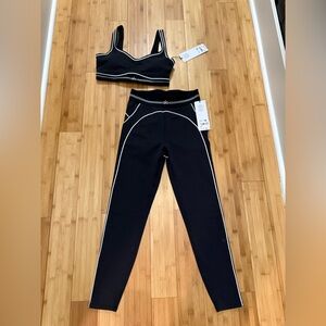 ALO Yoga Black Leggings with White Trim